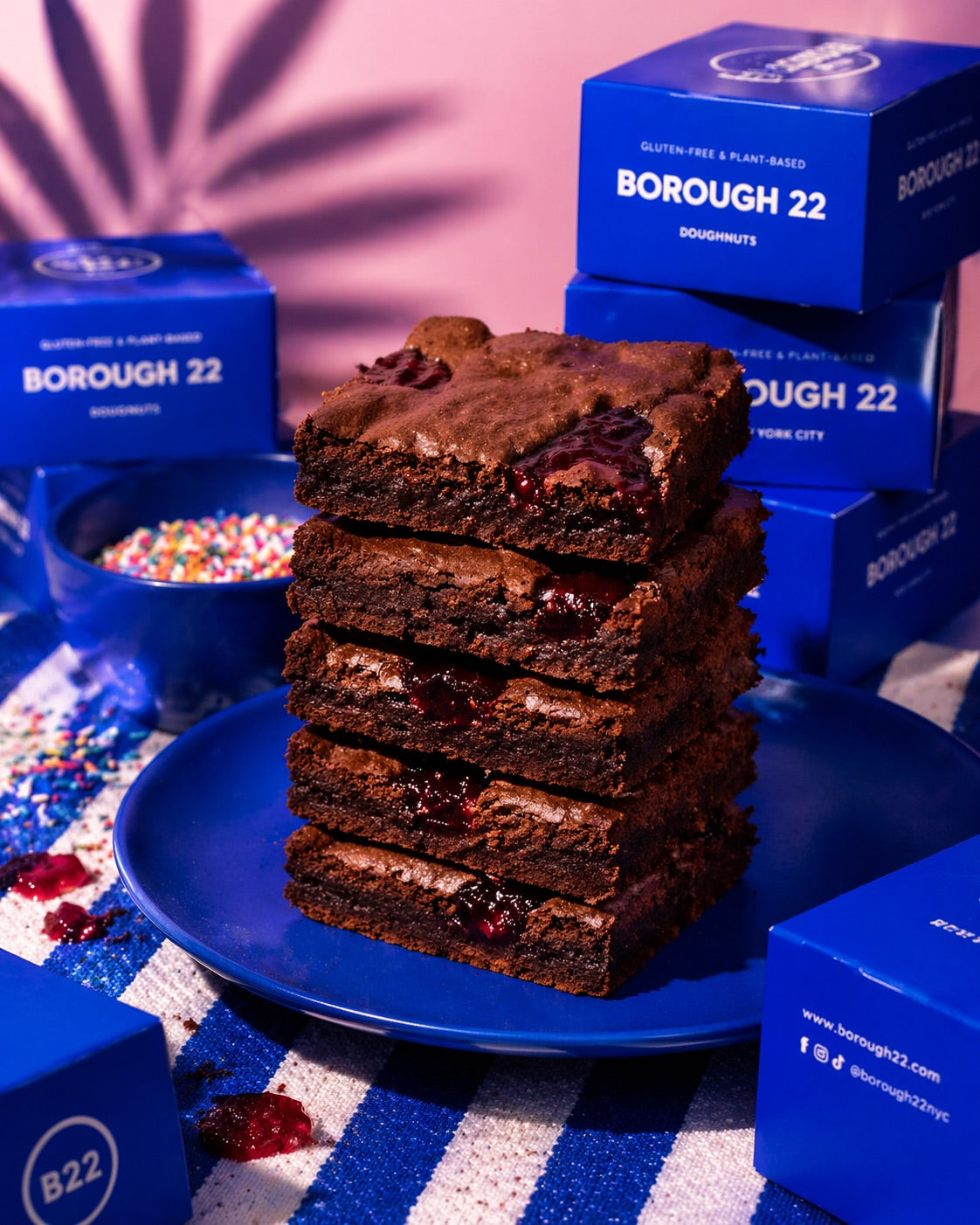 Gluten-free, vegan jam-filled brownies