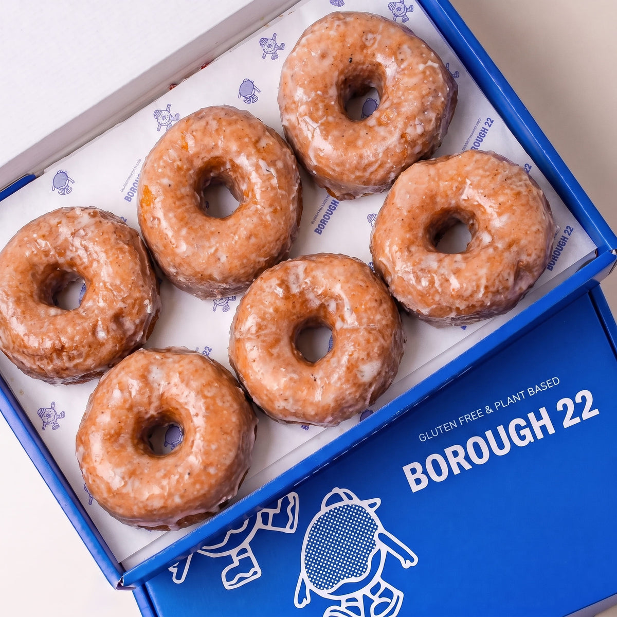 Open Borough 22 box of six gluten free vegan fried original glazed ring doughnuts